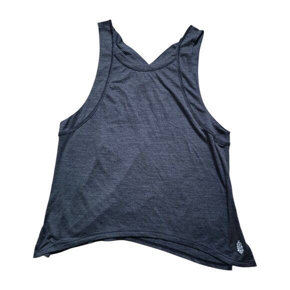 Free People Movement Womens Tank Top Size Small Gray Criss Cross Loose Fit EUC - Picture 1 of 5